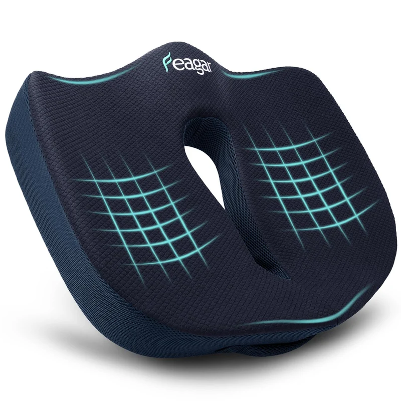 Sitzkissen, Orthopädisches Sitzkissen aus Memory Foam, Ergonomisches Sitzkissen für Bürostuhl /Autositz / Steissbeinkissen Stuhlkissen Sitzkissen Outdoor Zuhause, Schwarz