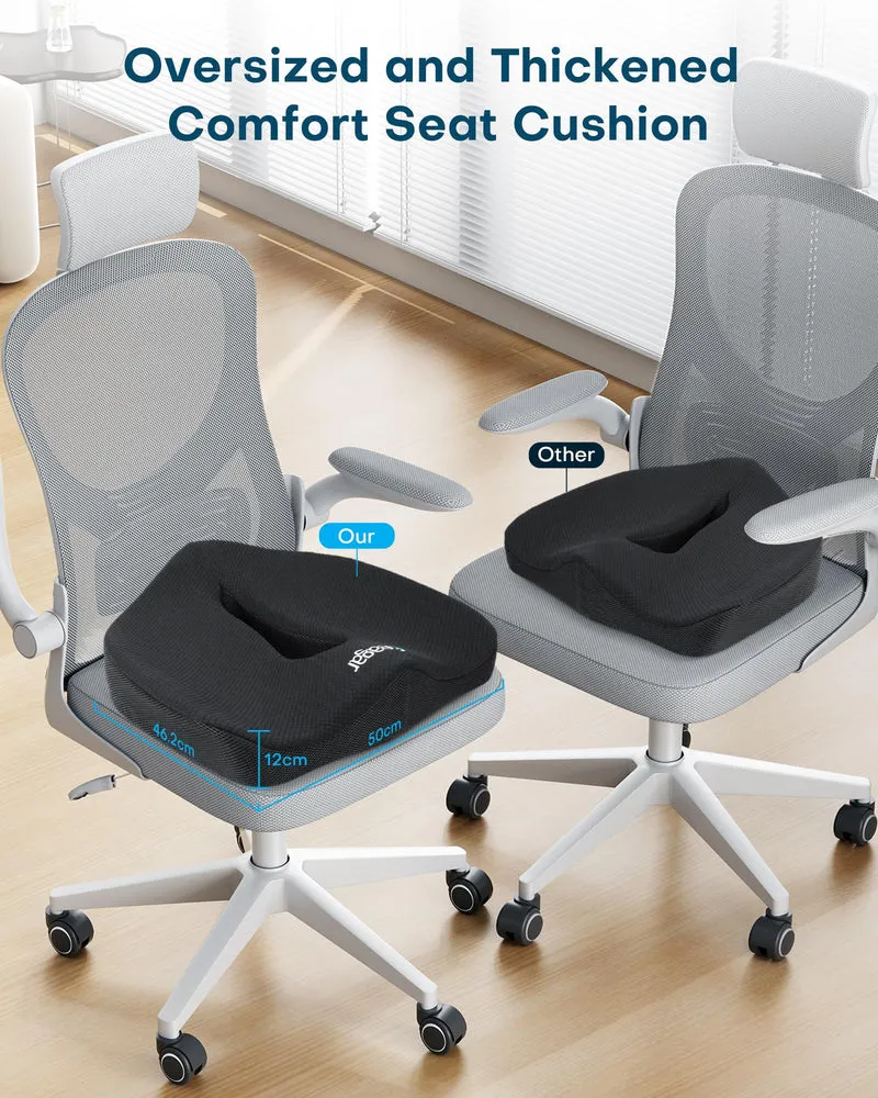 Sitzkissen, Orthopädisches Sitzkissen aus Memory Foam, Ergonomisches Sitzkissen für Bürostuhl /Autositz / Steissbeinkissen Stuhlkissen Sitzkissen Outdoor Zuhause, Schwarz