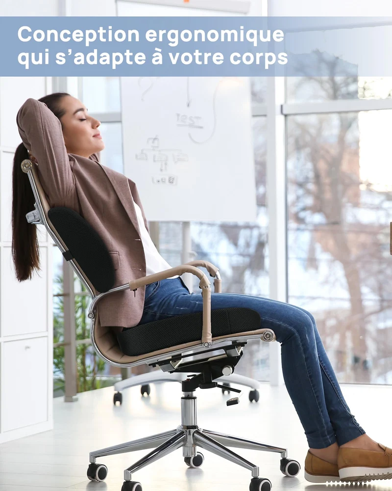 Sitzkissen, Orthopädisches Sitzkissen aus Memory Foam, Ergonomisches Sitzkissen für Bürostuhl /Autositz / Steissbeinkissen Stuhlkissen Sitzkissen Outdoor Zuhause, Schwarz