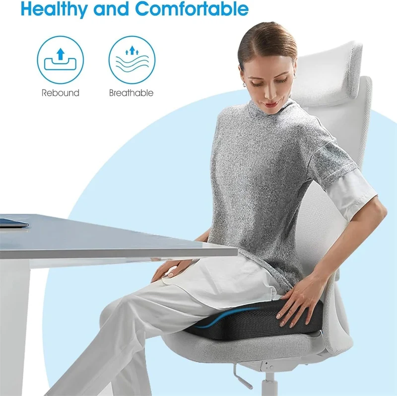 Sitzkissen, Orthopädisches Sitzkissen aus Memory Foam, Ergonomisches Sitzkissen für Bürostuhl /Autositz / Steissbeinkissen Stuhlkissen Sitzkissen Outdoor Zuhause, Schwarz