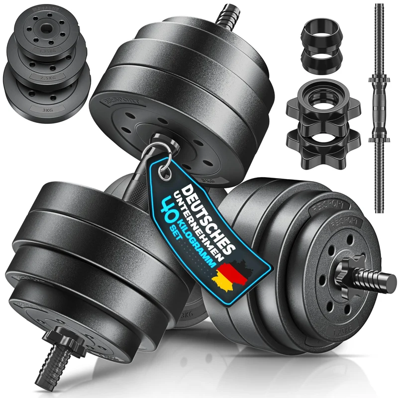 2er Hanteln Set verstellbar 20 kg | Hantelset mit 2 Kurzhanteln | Hantel mit Gewichten & 4 Sternverschlüsse | Fitness Kurzhantel für Muskelaufbau, Workout & Zuhause