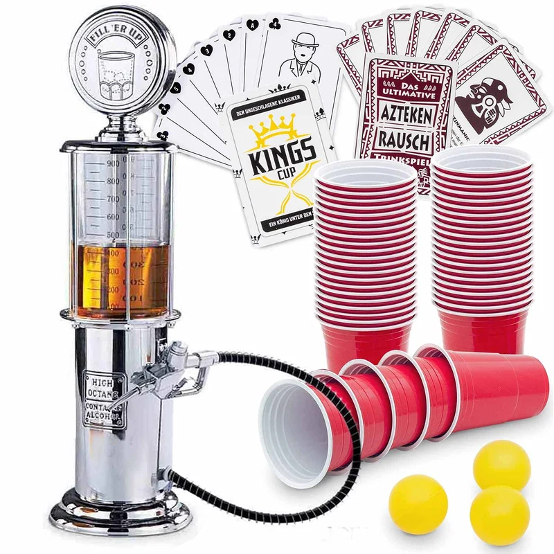 Retro Getränkespender im verchromten Nostalgie Design | Bar-Butler Zapfsäule mit Zapf-Schlauch für Party Getränke Dispenser Biertower Bierspender Zapfanlage Biersäule Schanksäule | Party Gadgets