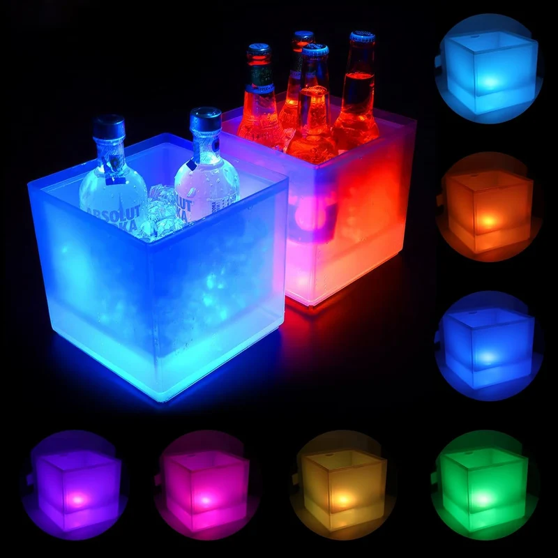 3,5 L LED Eiskübel, RGB Farbwechsel Champagnerkühler, Getränkekühler zum Kühlen von Champagner, Wein, Getränke, Bier, Eiskübel für Restaurant, Pub, Party, Bar - 1 Stück