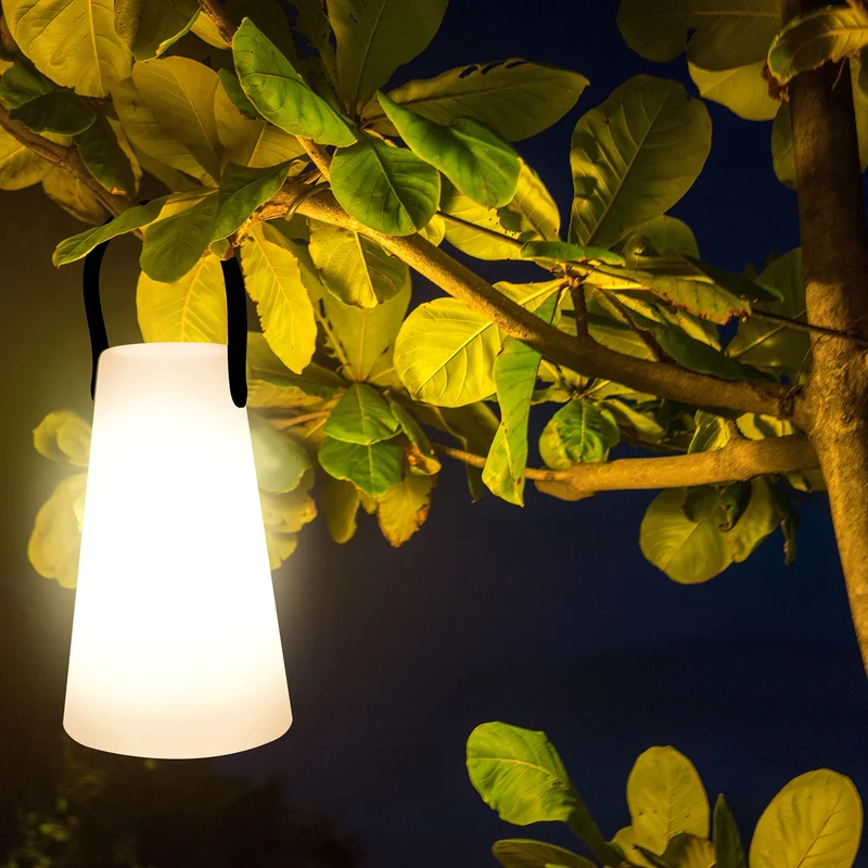 LED Tischlampe im Freien Wireless mit 1200 mAh Batterie Light USB Wiederaufladbare Wasserdichte Tischlampe im Freien mit Hängehalterung (LED-Lampe mit Aufhängen)