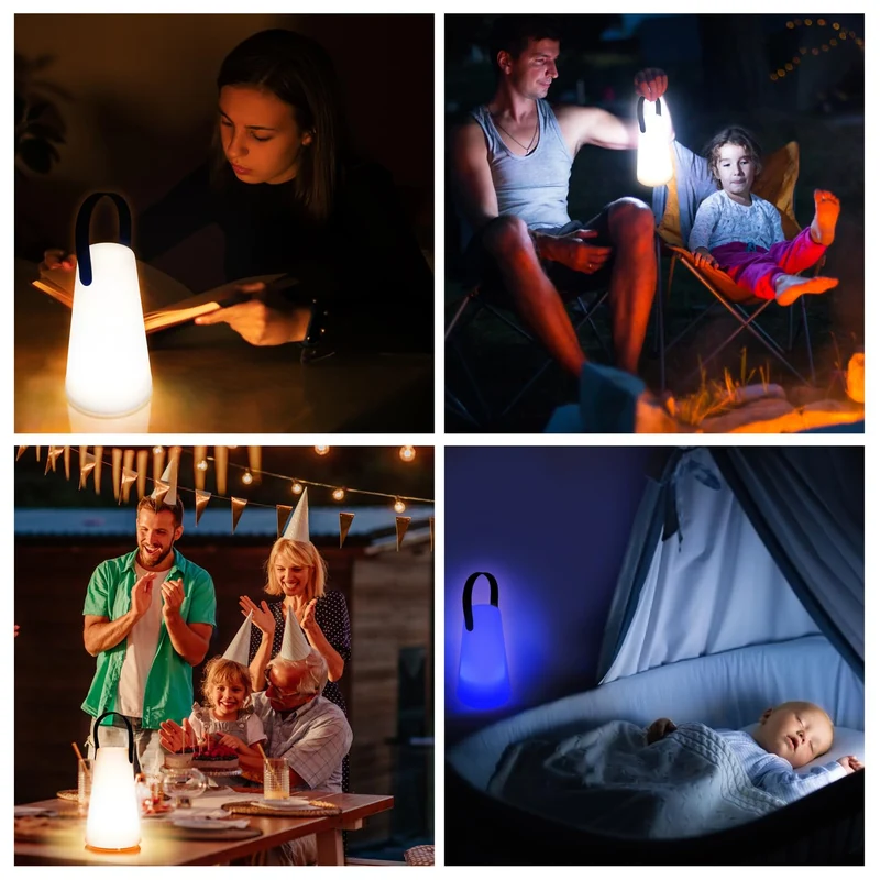 LED Tischlampe im Freien Wireless mit 1200 mAh Batterie Light USB Wiederaufladbare Wasserdichte Tischlampe im Freien mit Hängehalterung (LED-Lampe mit Aufhängen)