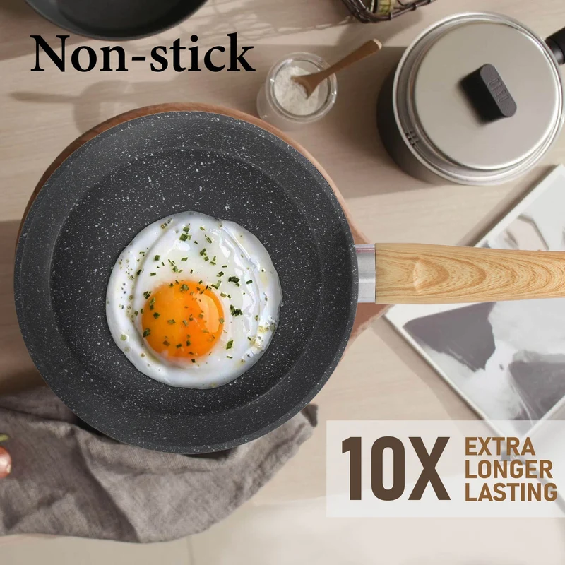 12-teiliges graues Granit-Kochtopfset, Non-Stick Pot Set und Pfannenset / NEU & OVP!