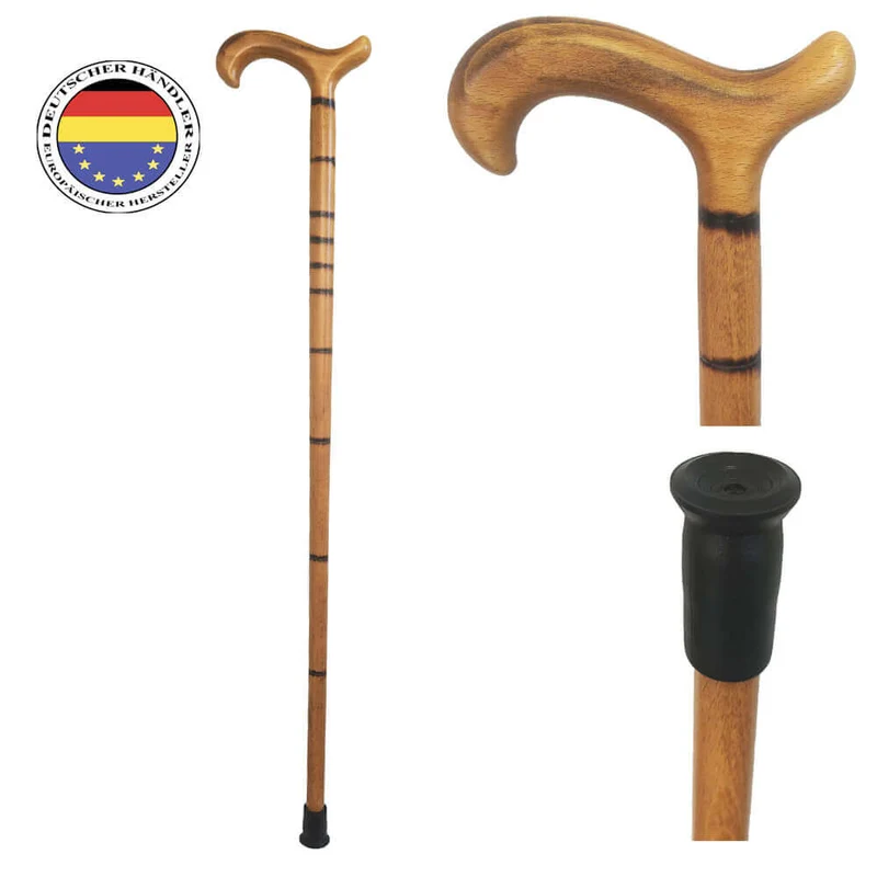 Bambus Gehstock mit Derbygriff, 90 cm, bis 100 kg