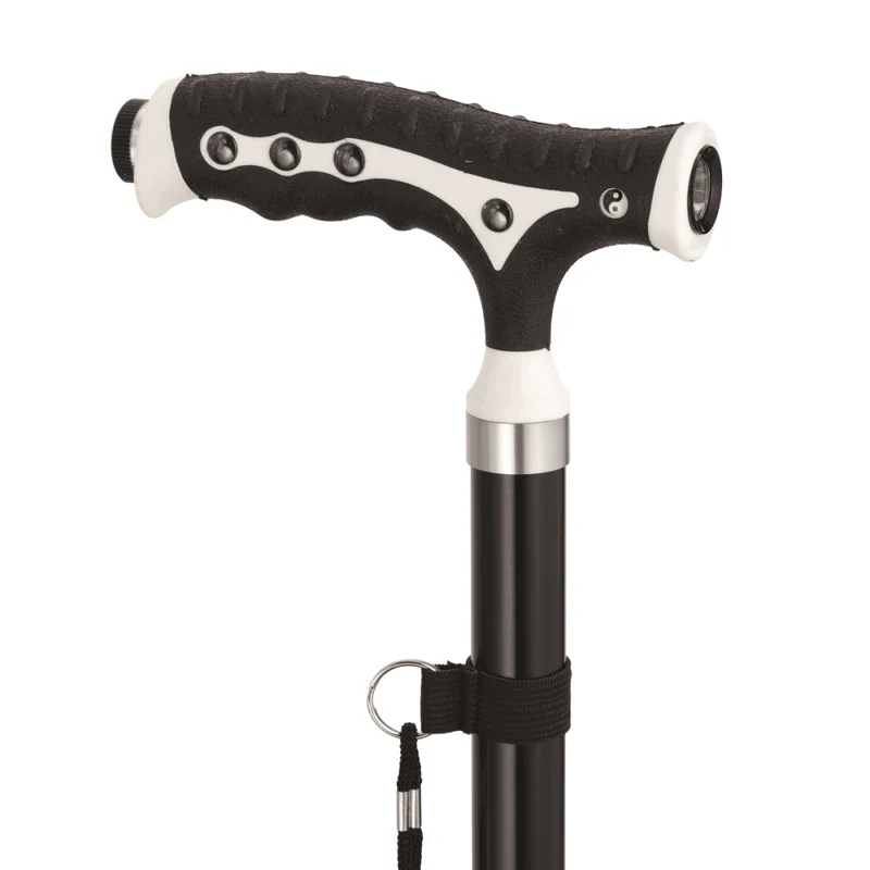 Aluminium T-Gehstock verstellbar mit LED & Standfuß