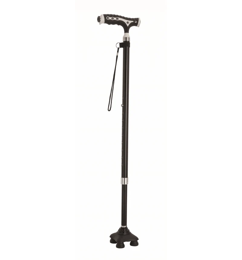 Aluminium T-Gehstock verstellbar mit LED & Standfuß