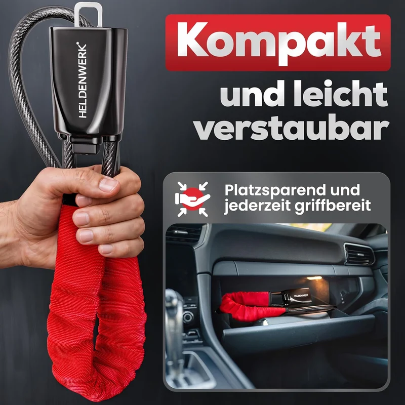 Lenkradkralle für Auto & Wohnmobil aus Metall - Universelle Passform - Lenkradschloss mit dickem Stahlseil - Wegfahrsperre Diebstahlsicherung mit 3 Sicherheitsschlüsseln