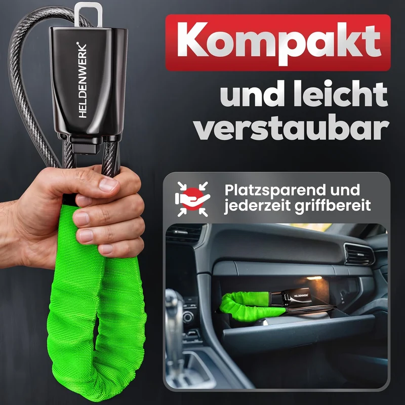Lenkradkralle für Auto & Wohnmobil aus Metall - Universelle Passform - Lenkradschloss mit dickem Stahlseil - Wegfahrsperre Diebstahlsicherung mit 3 Sicherheitsschlüsseln
