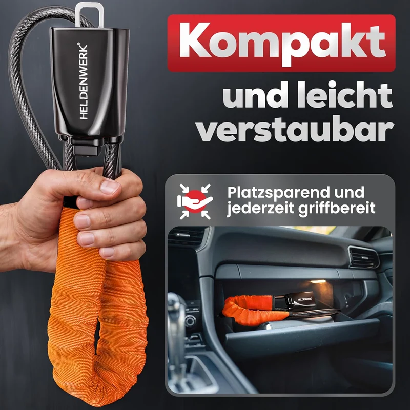 Lenkradkralle für Auto & Wohnmobil aus Metall - Universelle Passform - Lenkradschloss mit dickem Stahlseil - Wegfahrsperre Diebstahlsicherung mit 3 Sicherheitsschlüsseln