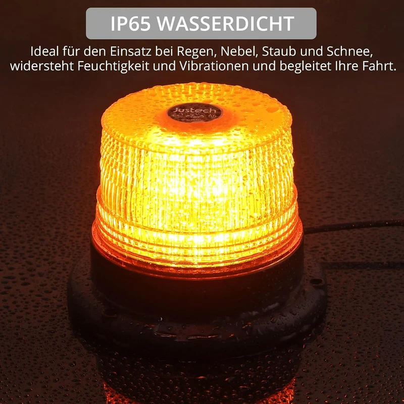 Warnleuchte Rundumleuchte 360° Gelb Blitzleuchte 7 modus mit 5m Netzkabel Doppelter Schraube 12V / 24V Warnlicht mit Magnetfuß Notfallblinklampe Magnet Transparent für Auto LKW usw