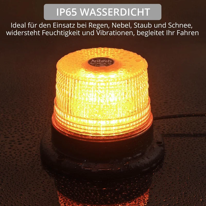 Warnleuchte Rundumleuchte 360° Gelb Blitzleuchte 7 modus mit 5m Netzkabel Doppelter Schraube 12V / 24V Warnlicht mit Magnetfuß Notfallblinklampe Magnet Transparent für Auto LKW usw