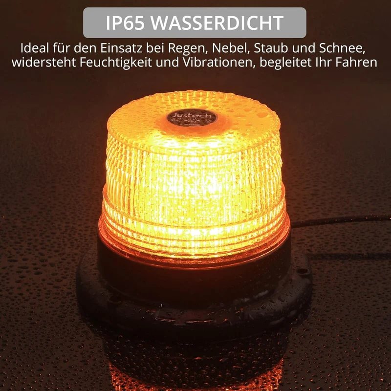 Warnleuchte Rundumleuchte 360° Gelb Blitzleuchte 7 modus mit 5m Netzkabel Doppelter Schraube 12V / 24V Warnlicht mit Magnetfuß Notfallblinklampe Magnet Transparent für Auto LKW usw