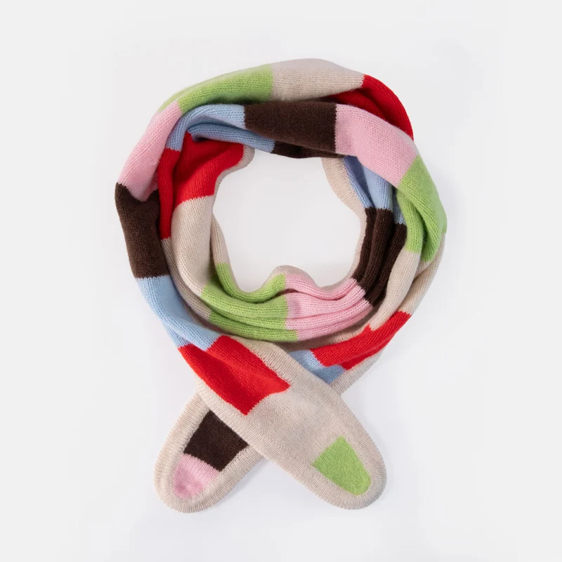 Multi Stripe Organic Cashmere Neck Scarf