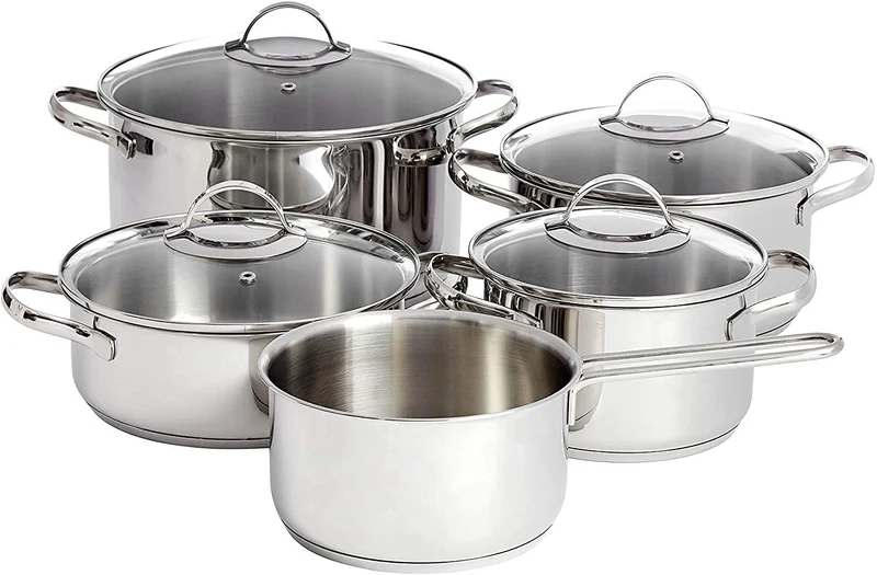 Edelstahl Pfannenset - Topfset Induktionskochgeschirr mit Deckel / Restposten - Abverkauf