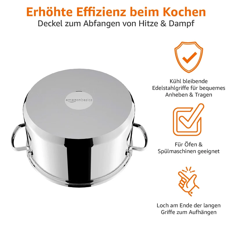 Edelstahl Pfannenset - Topfset Induktionskochgeschirr mit Deckel / Restposten - Abverkauf