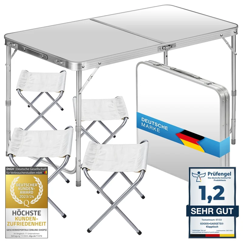 Multifunktionaler Klapptisch, für Camping, Märkte, Tapetentisch, für Feste im Garten, höhenverstellbar, schwarz