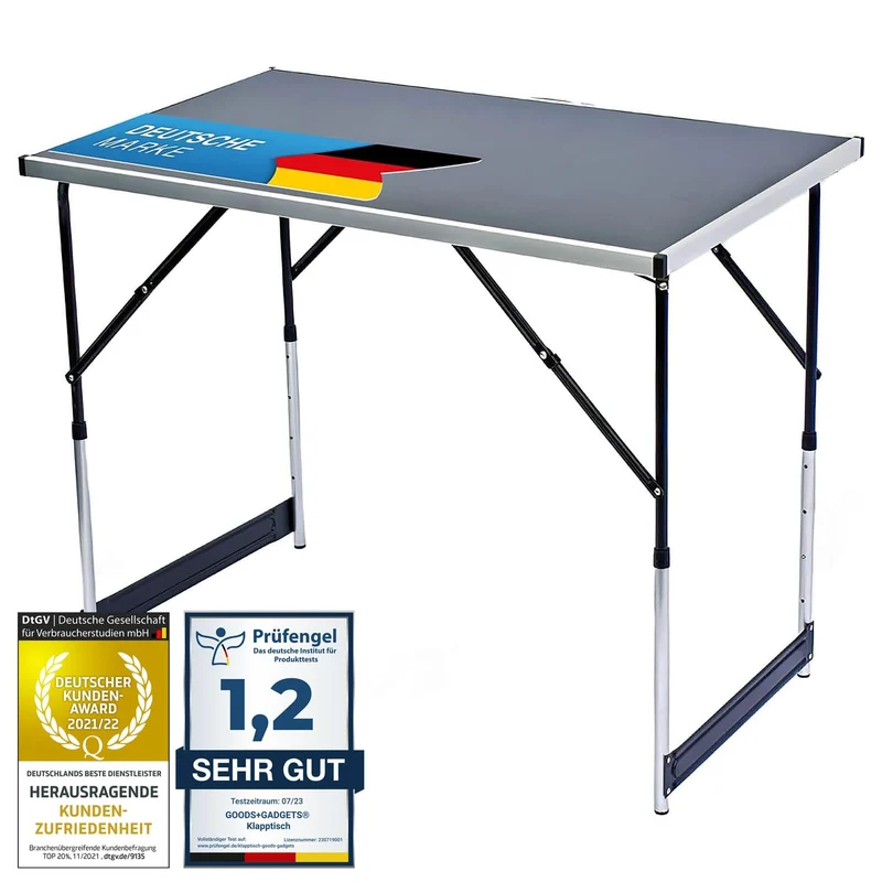 Multifunktionaler Klapptisch, für Camping, Märkte, Tapetentisch, für Feste im Garten, höhenverstellbar, schwarz