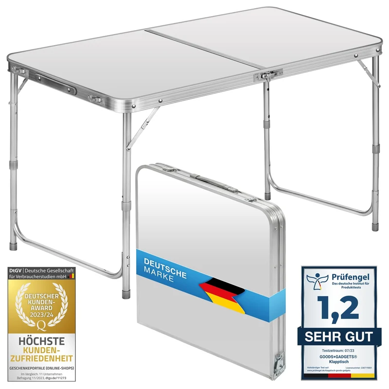 Multifunktionaler Klapptisch, für Camping, Märkte, Tapetentisch, für Feste im Garten, höhenverstellbar, schwarz
