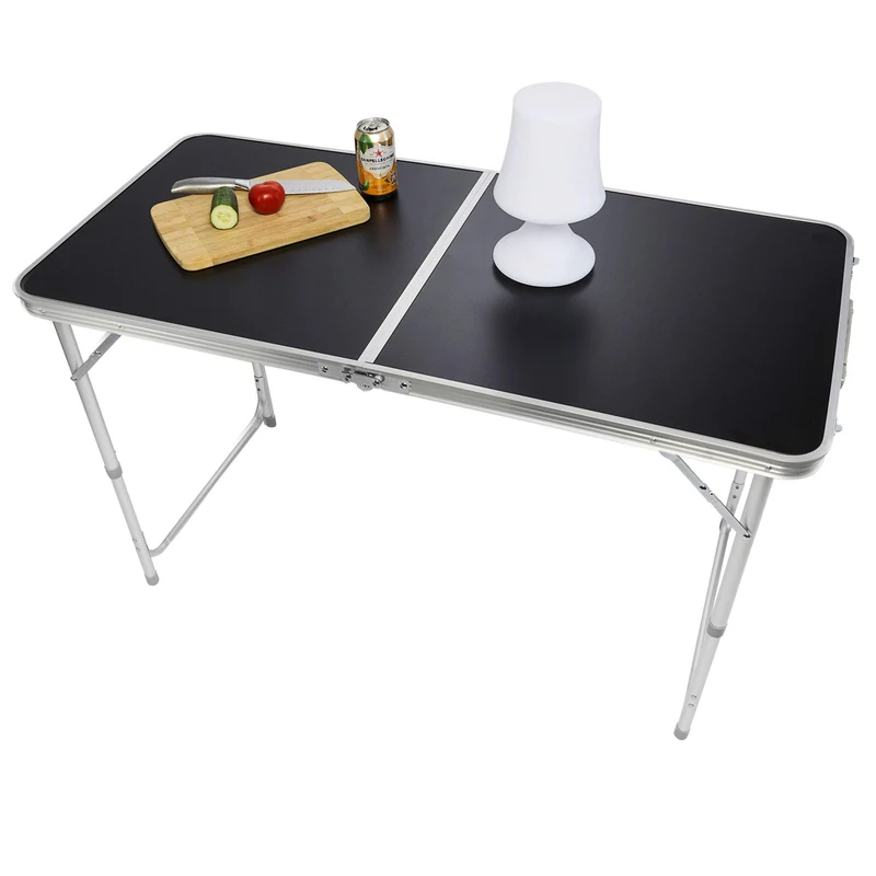 Multifunktionaler Klapptisch, für Camping, Märkte, Tapetentisch, für Feste im Garten, höhenverstellbar, schwarz
