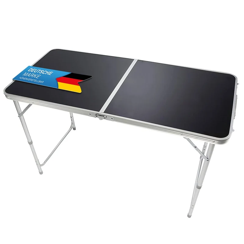 Multifunktionaler Klapptisch, für Camping, Märkte, Tapetentisch, für Feste im Garten, höhenverstellbar, schwarz