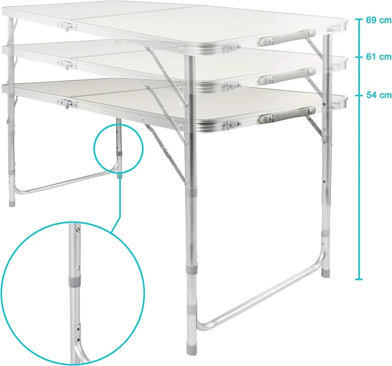 Multifunktionaler Klapptisch, für Camping, Märkte, Tapetentisch, für Feste im Garten, höhenverstellbar, schwarz