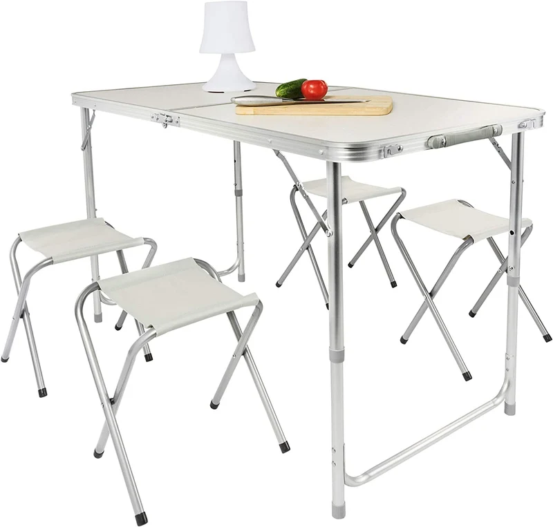 Multifunktionaler Klapptisch, für Camping, Märkte, Tapetentisch, für Feste im Garten, höhenverstellbar, schwarz