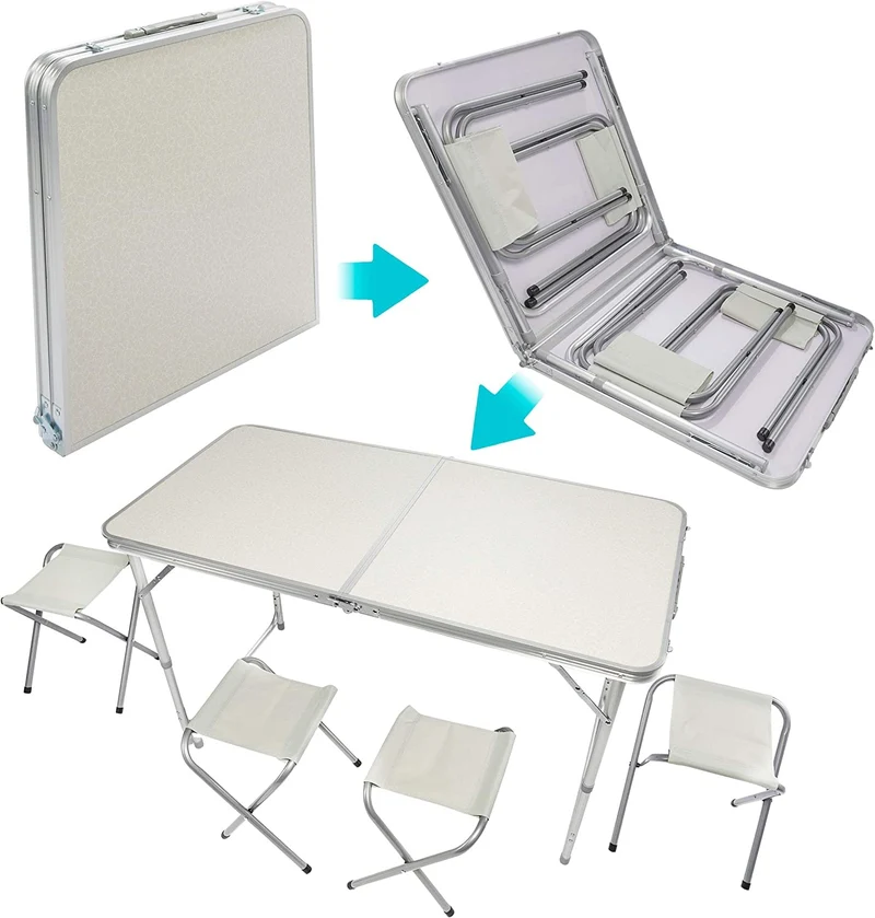 Multifunktionaler Klapptisch, für Camping, Märkte, Tapetentisch, für Feste im Garten, höhenverstellbar, schwarz