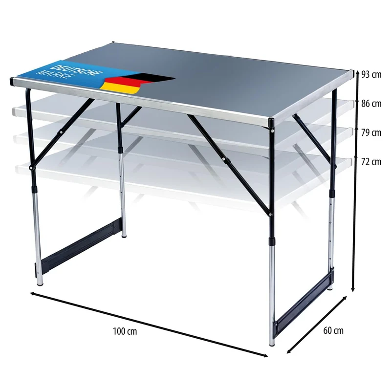 Multifunktionaler Klapptisch, für Camping, Märkte, Tapetentisch, für Feste im Garten, höhenverstellbar, schwarz
