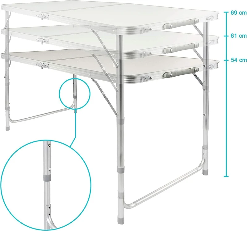 Multifunktionaler Klapptisch, für Camping, Märkte, Tapetentisch, für Feste im Garten, höhenverstellbar, schwarz