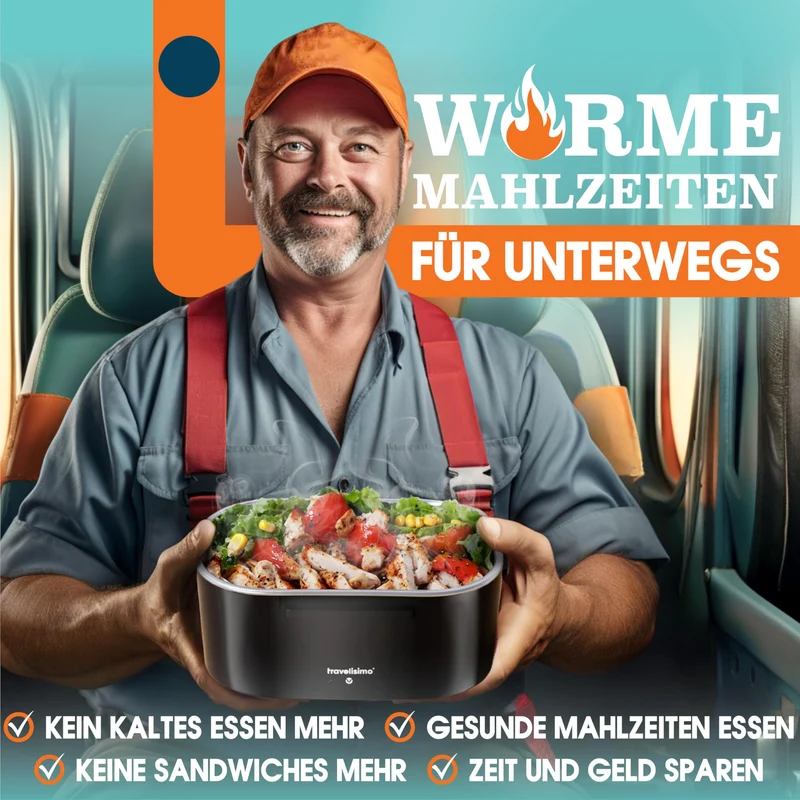 Elektrische Lunchbox 80W Selbsterhitzende Dosen, 1,5L Heat Box 3-in-1 Electric Lunch Box, Essen Aufwärmen Unterwegs 12V/24V/220V, für Arbeit Auto Lkw Lunchbox Elektrisch, Thermal Lunch Box