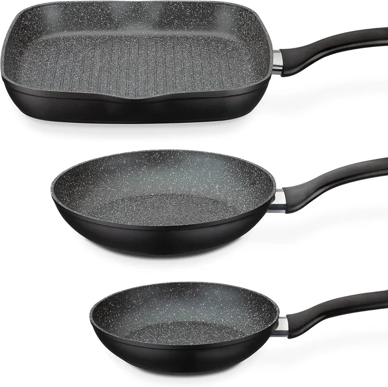 Gourmet Granit 3-teiliges Pan Set aus Aluminium / Schwarz / NEU & OVP