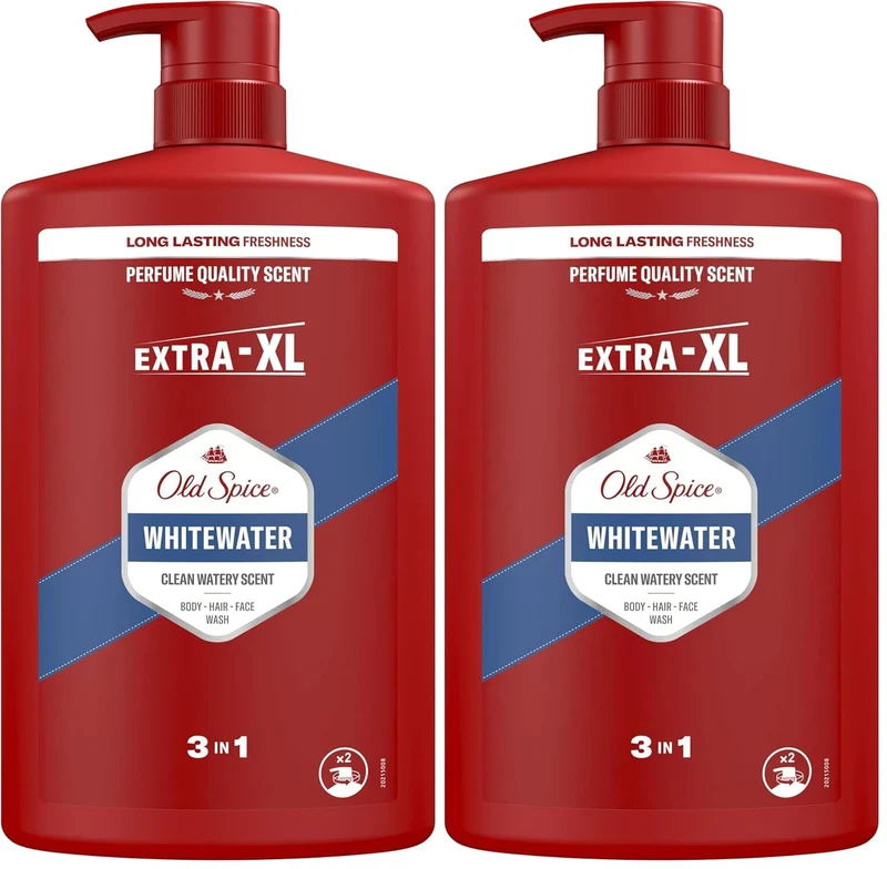 Old Spice Whitewater 3-in-1 Mehrzweck-Shampoo für Haar, Gesicht und Körper 1000 ml, langanhaltende Frische, Duft von Parfümqualität, Tiefenreinigung