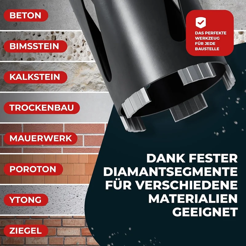 Kernbohrer/Bohrkrone Ø32-162mm / 200mm Länge/SDS Plus/Dosenbohrer/Diamantbohrkrone/Bohrkrone Steckdose/Kernlochbohrer/Diamant