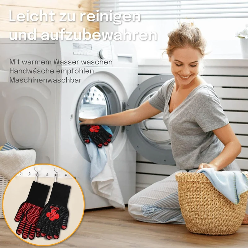 Grillhandschuhe Hitzebeständig bis 800°C, Ofenhandschuhe Topfhandschuhe Feuerfeste Handschuhe BBQ Handschuhe Kochhandschuhe Backhandschuhe Backofenhandschuhe