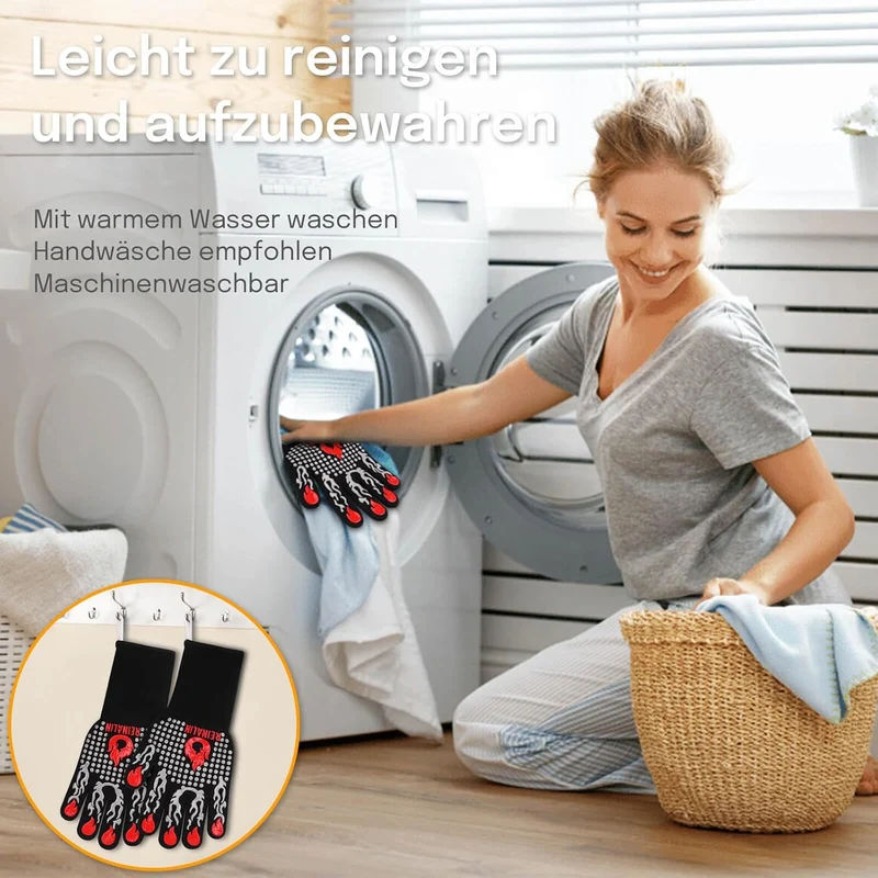 Grillhandschuhe Hitzebeständig bis 800°C, Ofenhandschuhe Topfhandschuhe Feuerfeste Handschuhe BBQ Handschuhe Kochhandschuhe Backhandschuhe Backofenhandschuhe