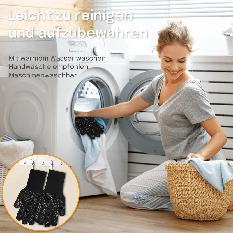 Grillhandschuhe Hitzebeständig bis 800°C, Ofenhandschuhe Topfhandschuhe Feuerfeste Handschuhe BBQ Handschuhe Kochhandschuhe Backhandschuhe Backofenhandschuhe