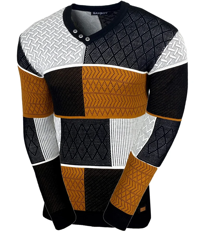 Herren Slim Fit V-Neck Knitted Jumper Rundkragen Moderne Herren Black Jumper Langarmärmel in feinem Knit Sweatshirt