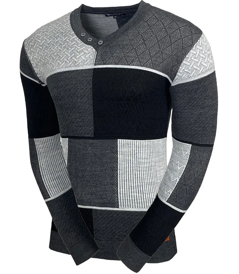 Herren Slim Fit V-Neck Knitted Jumper Rundkragen Moderne Herren Black Jumper Langarmärmel in feinem Knit Sweatshirt