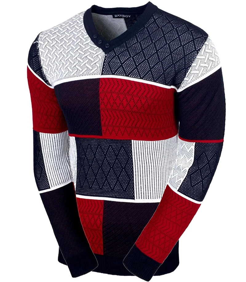 Herren Slim Fit V-Neck Knitted Jumper Rundkragen Moderne Herren Black Jumper Langarmärmel in feinem Knit Sweatshirt