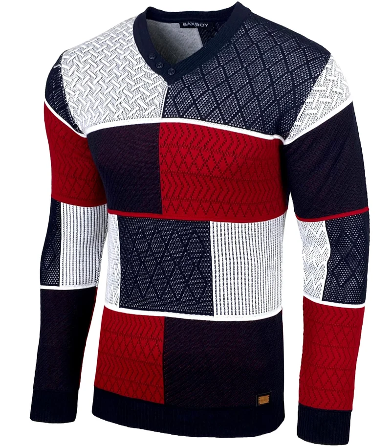 Herren Slim Fit V-Neck Knitted Jumper Rundkragen Moderne Herren Black Jumper Langarmärmel in feinem Knit Sweatshirt