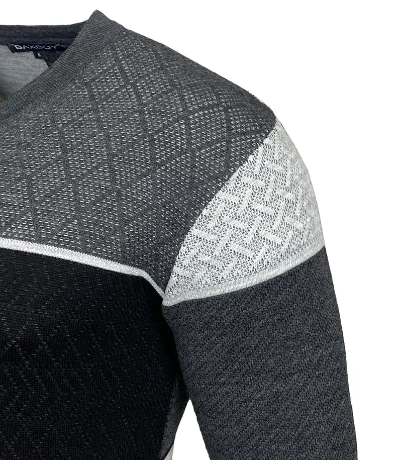 Herren Slim Fit V-Neck Knitted Jumper Rundkragen Moderne Herren Black Jumper Langarmärmel in feinem Knit Sweatshirt