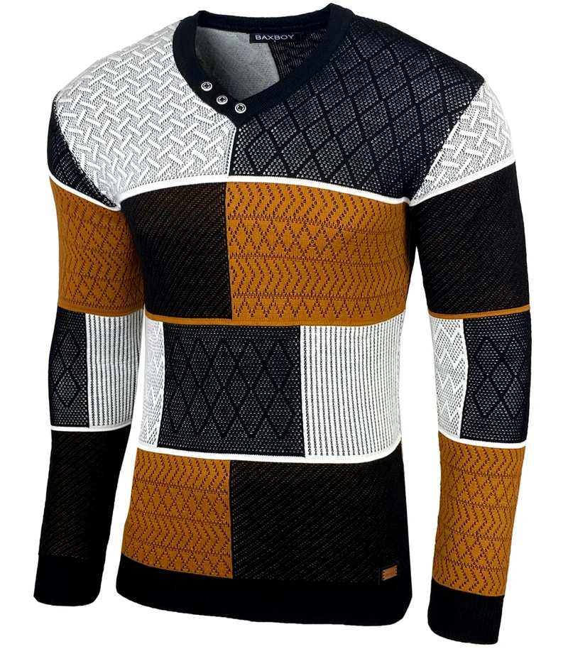 Herren Slim Fit V-Neck Knitted Jumper Rundkragen Moderne Herren Black Jumper Langarmärmel in feinem Knit Sweatshirt
