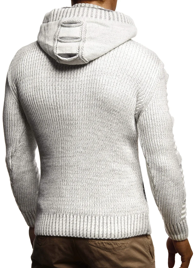 Herren Cardigan mit Hood und Zip, gestrickte Sweat Jacket für Winter und Sommer