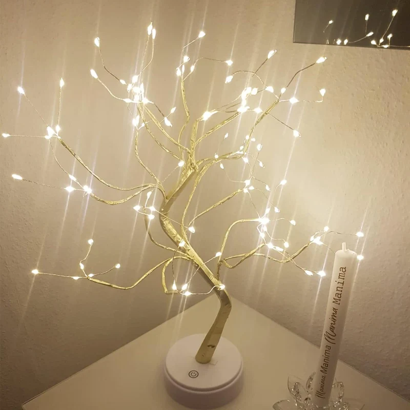 LED Baumbeleuchtung, LED-Lichtbaum, Baumlicht, Warmweiß, Verstellbare Äste, Baumlampe, Dekorativer Baum, Beleuchteter Baumbeleuchtung, Innendekoration, USB/Batteriebetrieben
