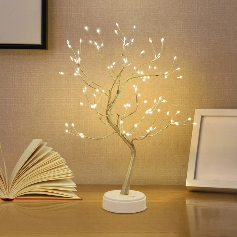 LED Baumbeleuchtung, LED-Lichtbaum, Baumlicht, Warmweiß, Verstellbare Äste, Baumlampe, Dekorativer Baum, Beleuchteter Baumbeleuchtung, Innendekoration, USB/Batteriebetrieben
