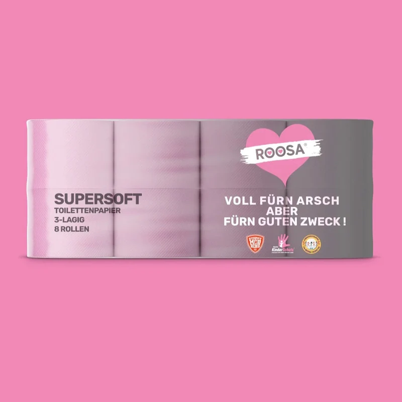 LKW mit 33 Paletten WC Papier / "Roosa" WC Papier / 8568 Packungen à 8 Rollen / 68544 Rollen! / Gratis Lieferung! - Stiftung Kinderschutz