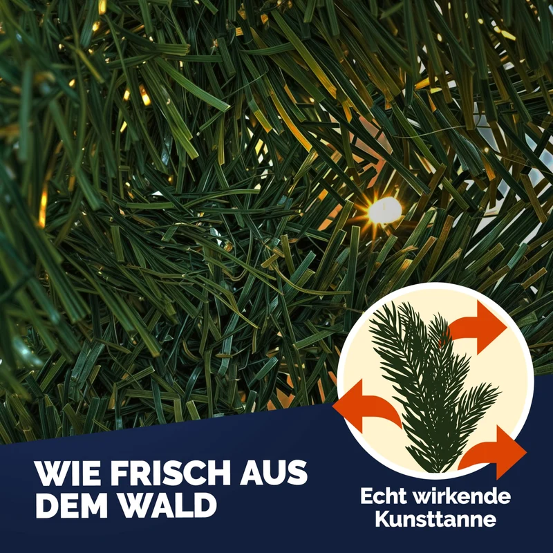Weihnachtsgirlande mit Beleuchtungsdekoration, 80 LEDs Beleuchtetes Innen- und Außengrün Weihnachtsdekoration, Weihnachtsgirlande, Tannengirlande - Warmes Weiß